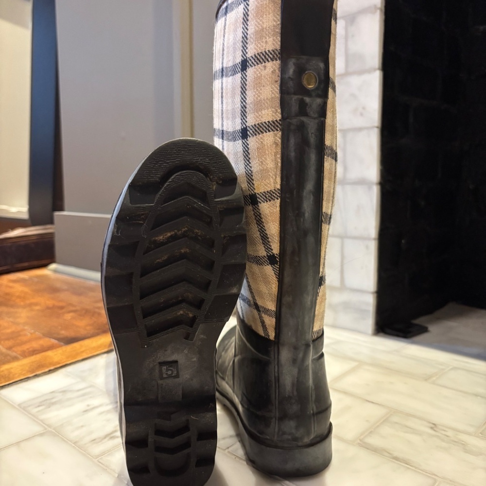 Laura Ashley Garden Plaid Rain Boots | Tall Waterproof Wellies | Women’s Size 5 - Picture 5 of 7
